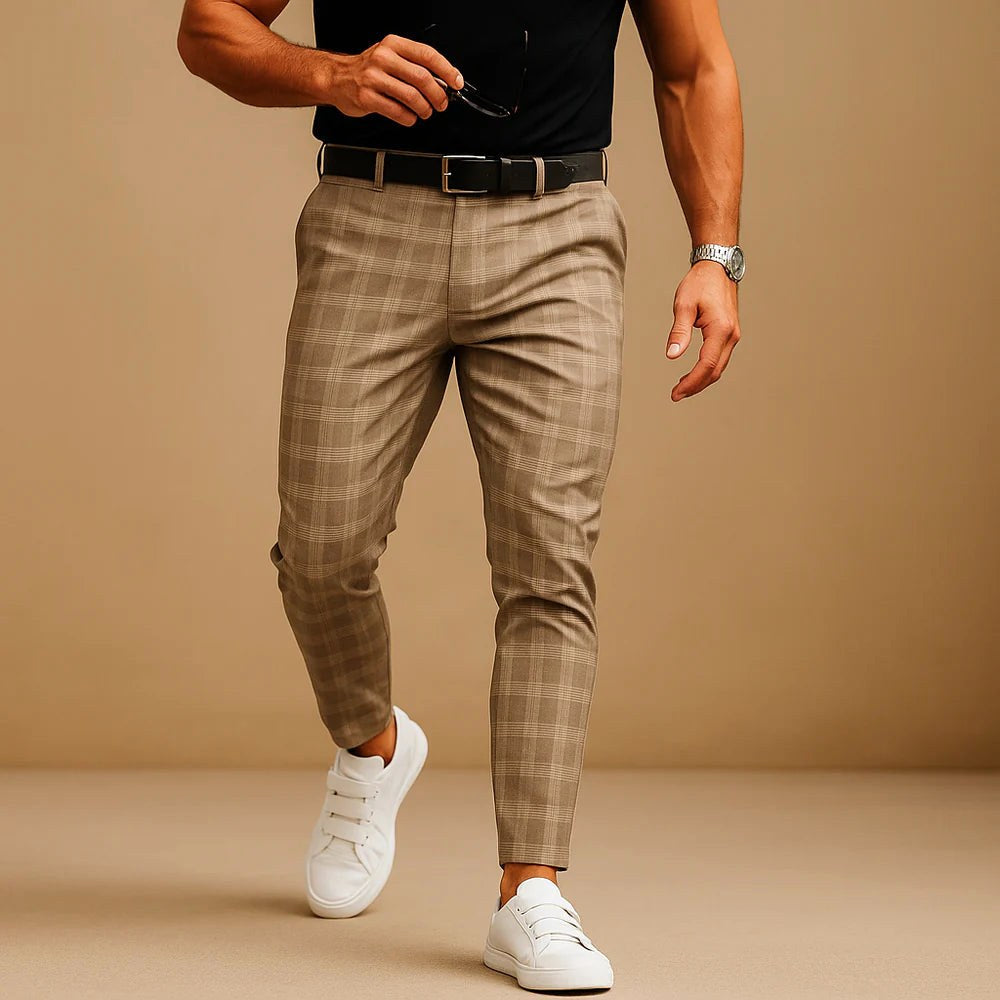 Dominic | Men's Check Trousers, Modern Tailored Trousers | The Dress Cellar