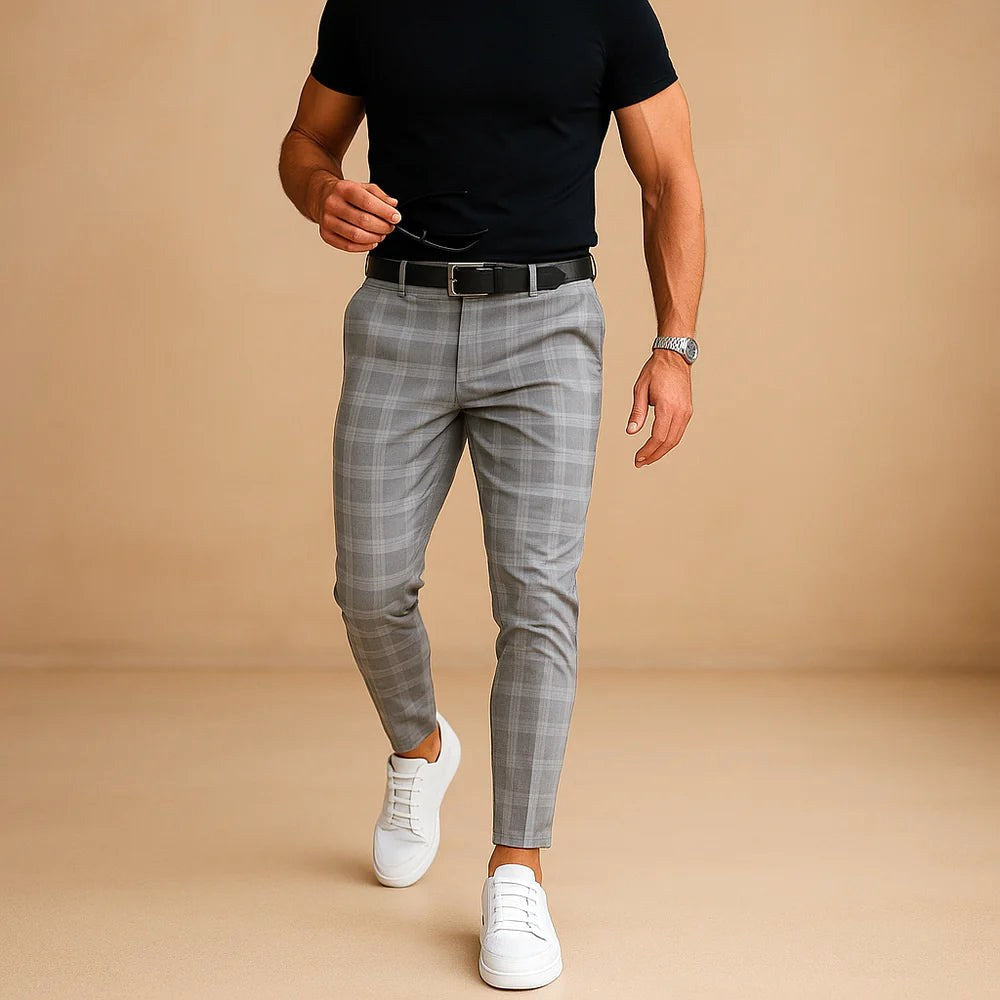 Dominic | Men's Check Trousers, Modern Tailored Trousers | The Dress Cellar