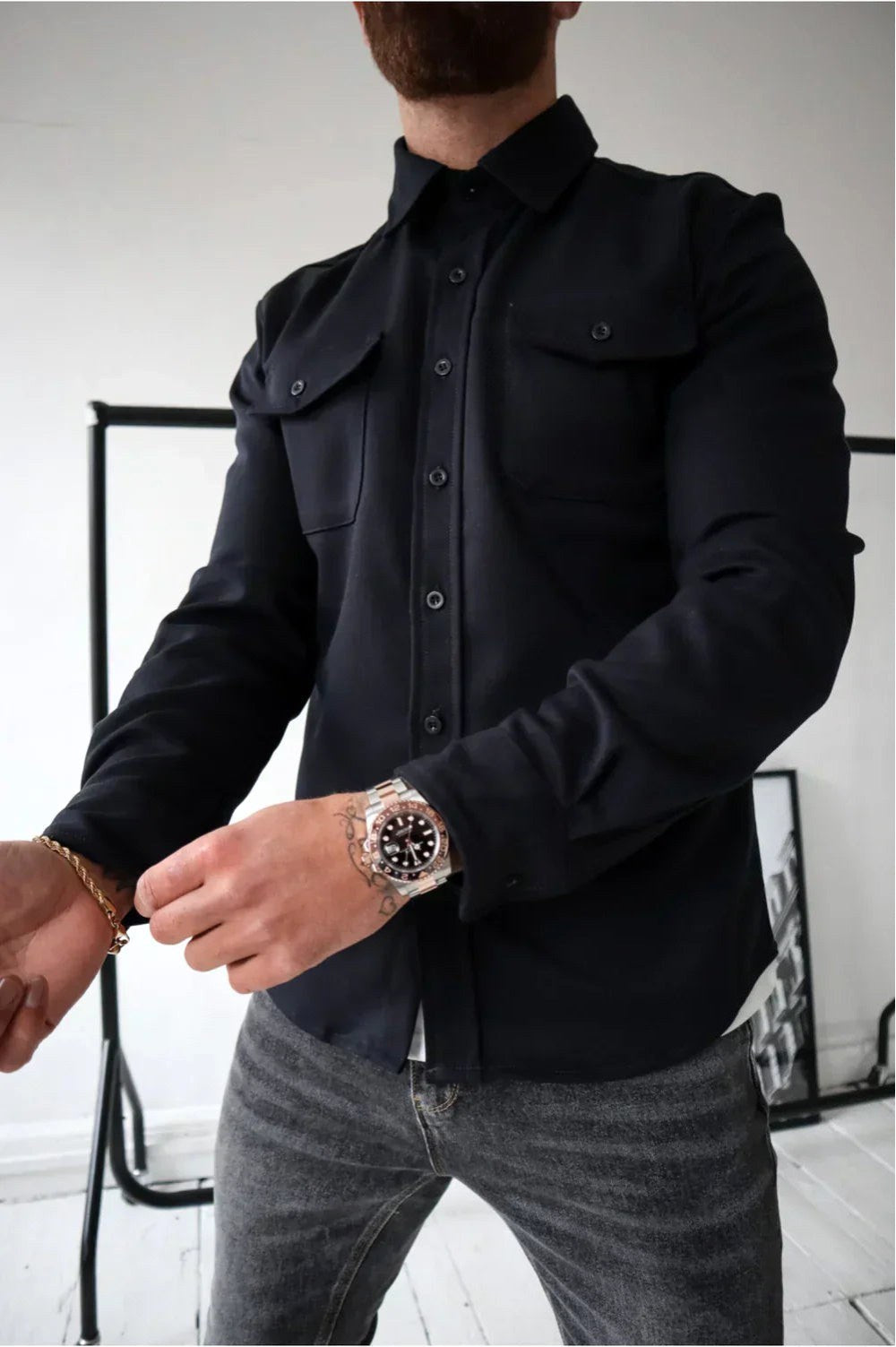 Dominic | Men's Long Sleeve Button-Up Shirt Jacket, Relaxed-Fit Overshirt | The Dress Cellar