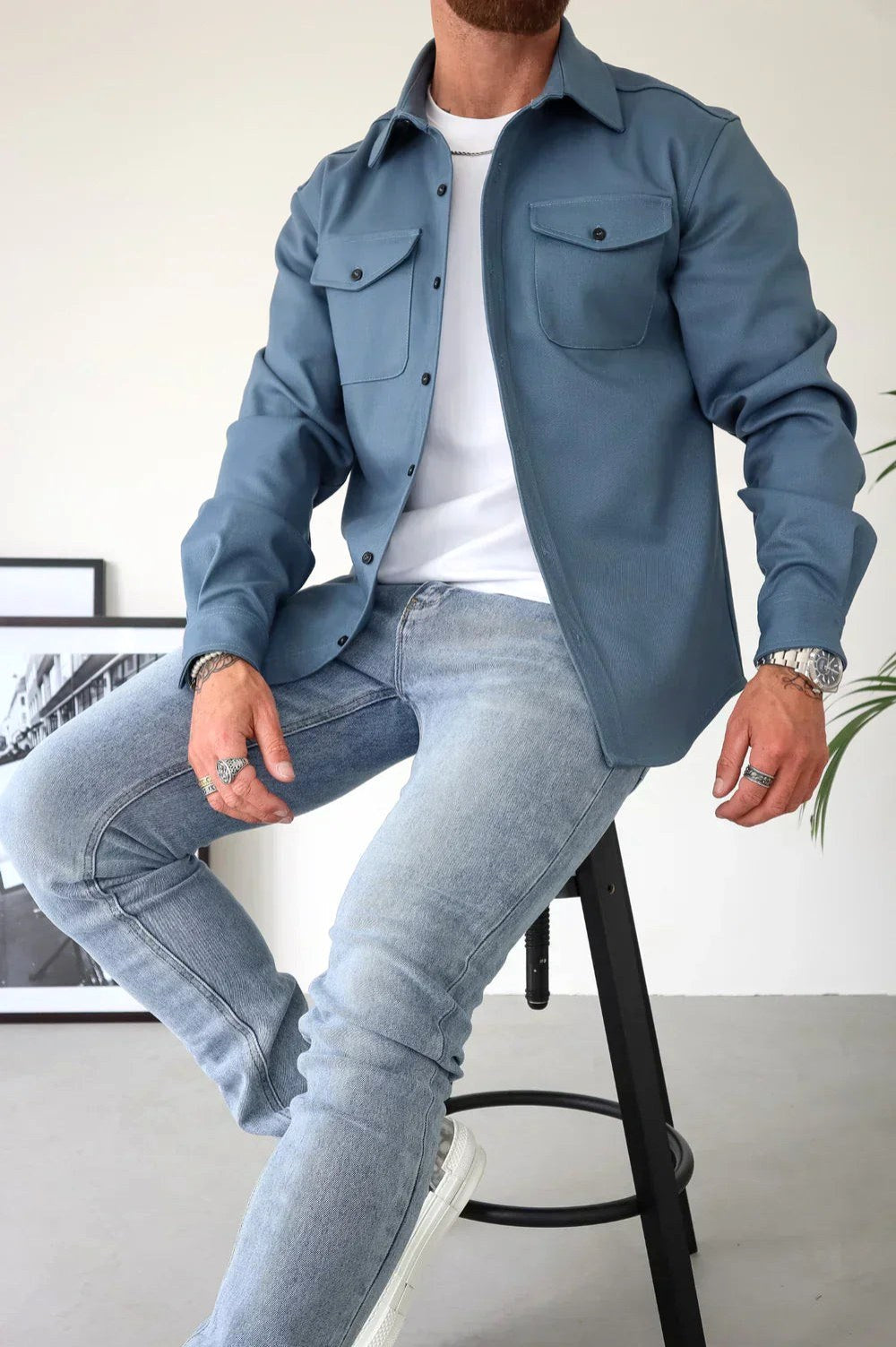Dominic | Men's Long Sleeve Button-Up Shirt Jacket, Relaxed-Fit Overshirt | The Dress Cellar