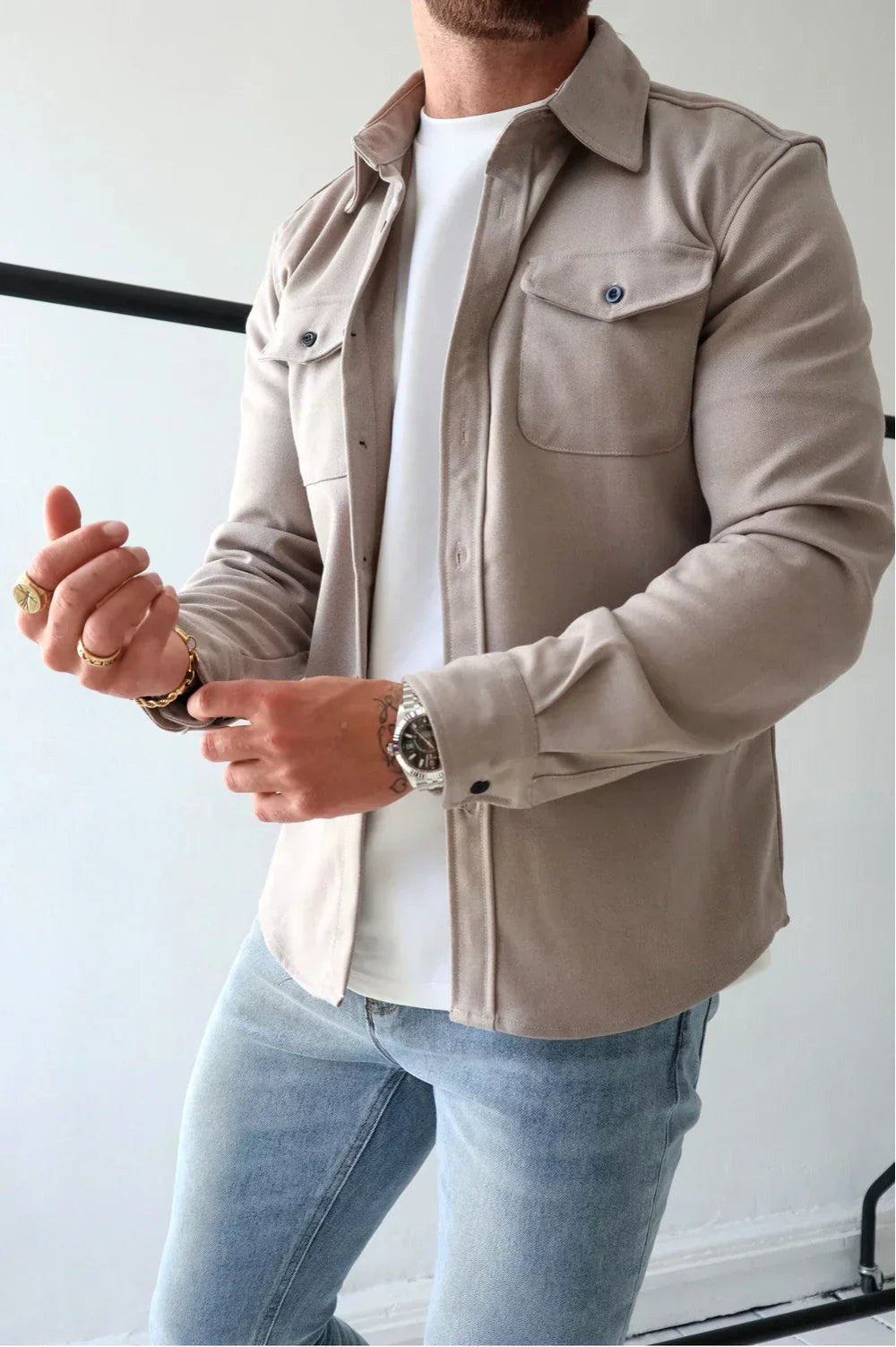 Dominic | Men's Long Sleeve Button-Up Shirt Jacket, Relaxed-Fit Overshirt | The Dress Cellar