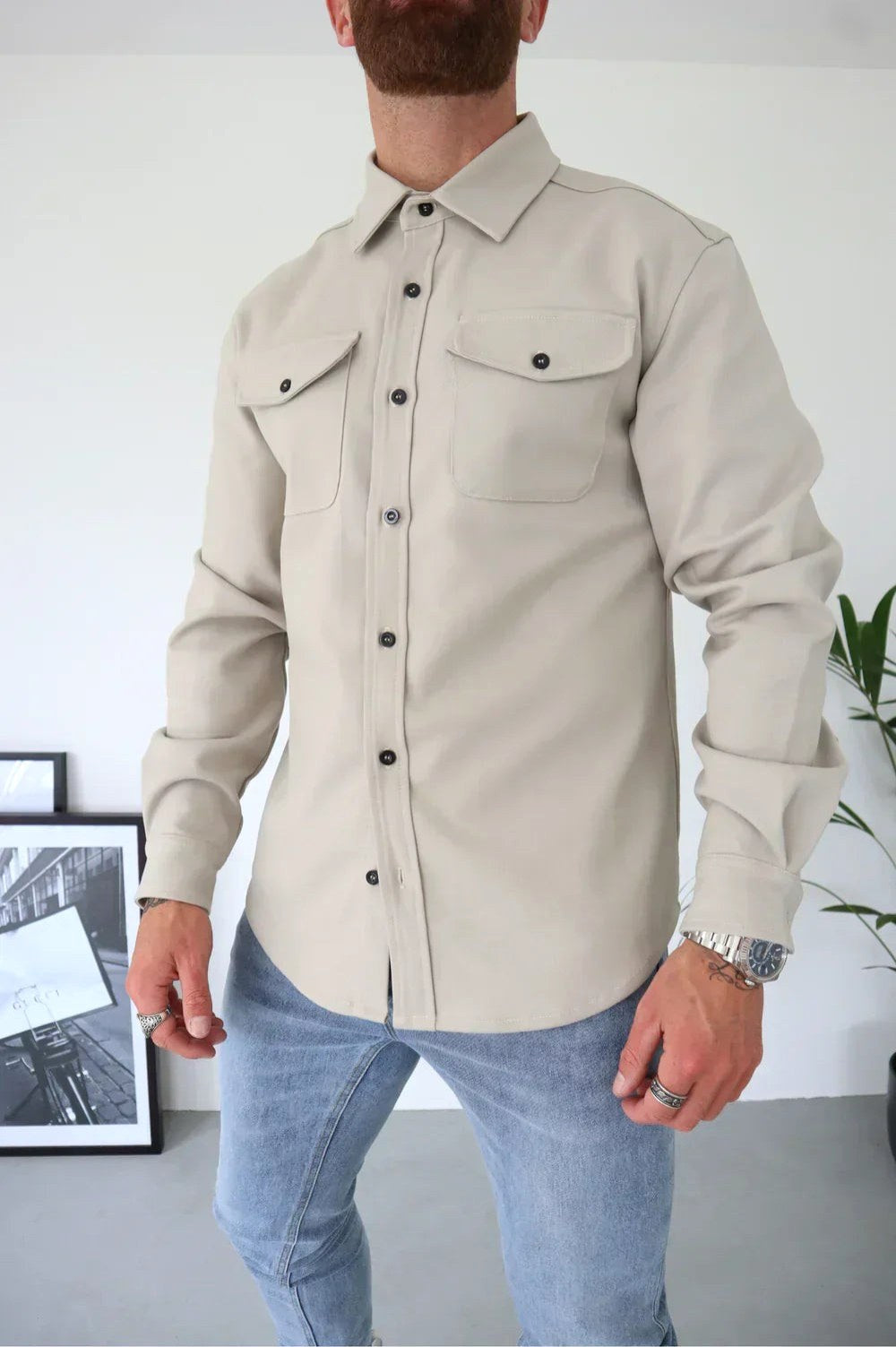 Dominic | Men's Long Sleeve Button-Up Shirt Jacket, Relaxed-Fit Overshirt | The Dress Cellar