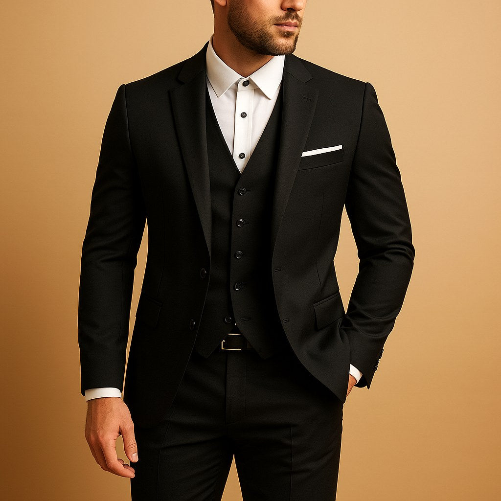 Dominic | Men's Slim-Fit Suit with Vest, Three-Piece Suit for Weddings | The Dress Cellar