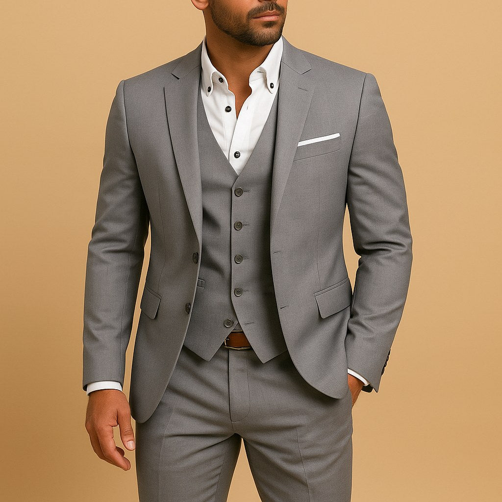 Dominic | Men's Slim-Fit Suit with Vest, Three-Piece Suit for Weddings | The Dress Cellar