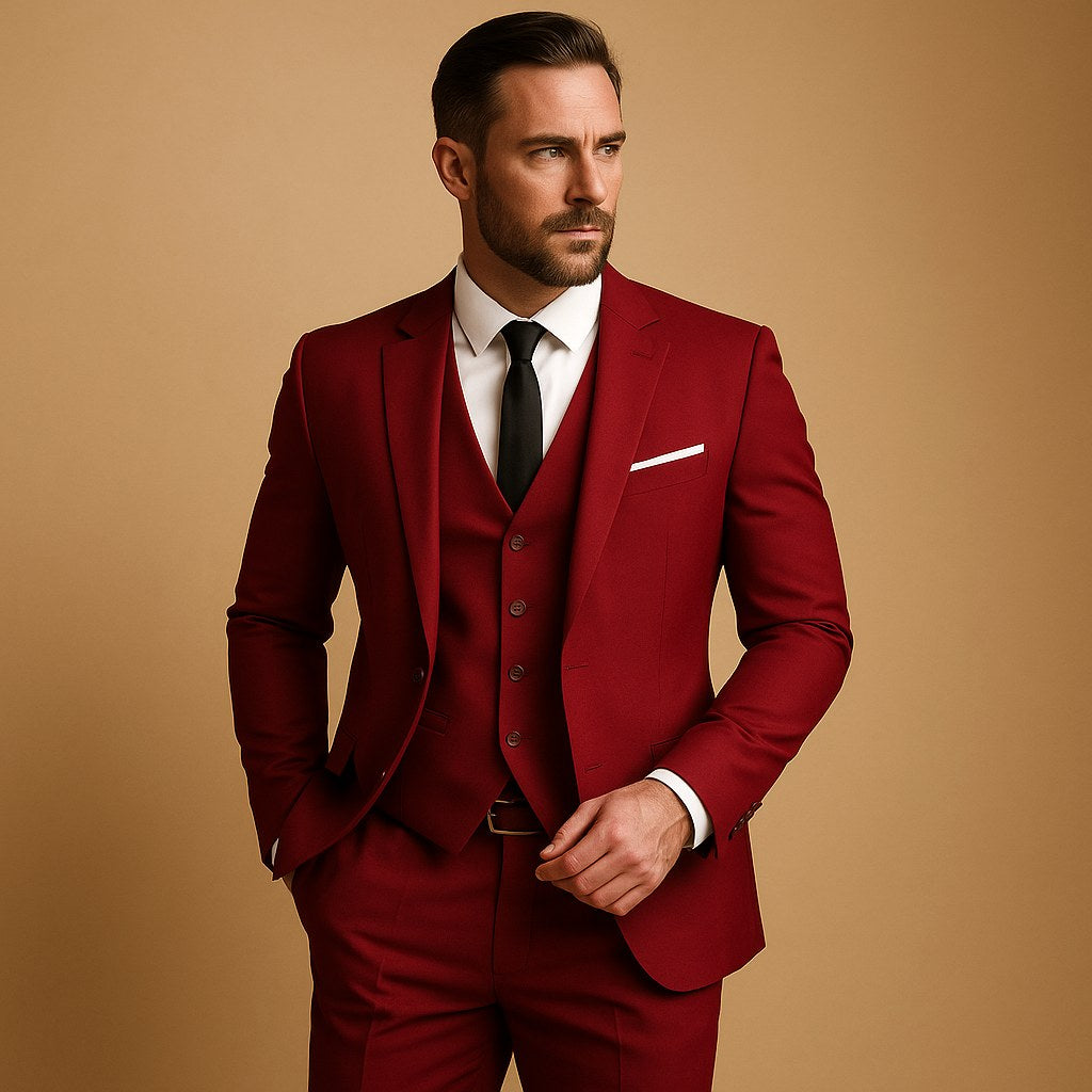 Dominic | Men's Slim-Fit Suit with Vest, Three-Piece Suit for Weddings | The Dress Cellar