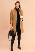 Dominique | Women's Minimalist Fitted Coat, Lightweight Everyday Coat | The Dress Cellar