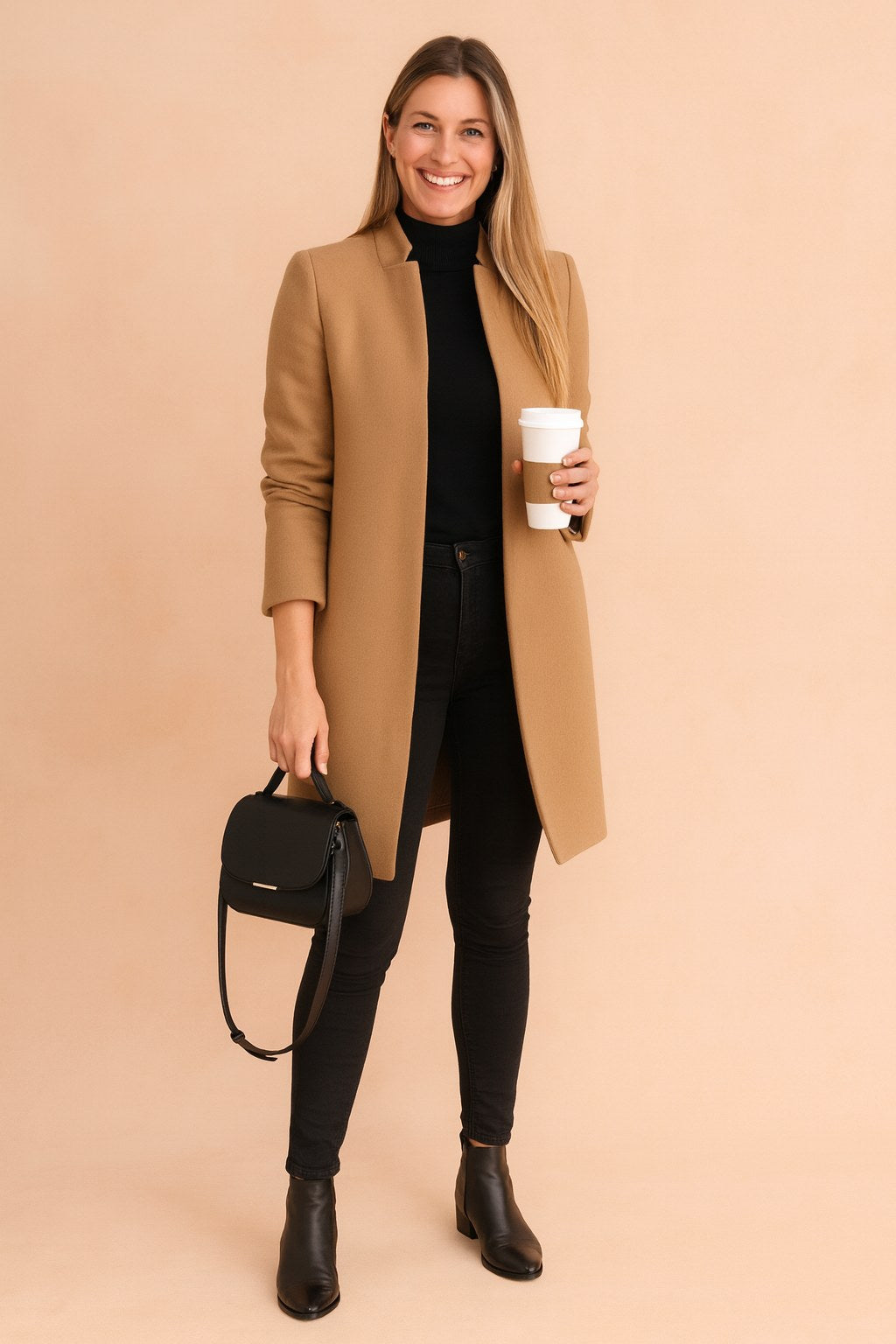 Dominique | Women's Minimalist Fitted Coat, Lightweight Everyday Coat | The Dress Cellar