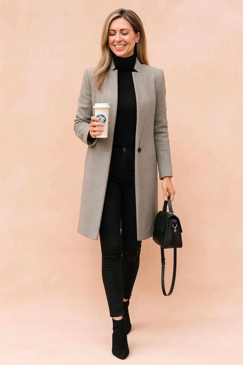 Dominique | Women's Minimalist Fitted Coat, Lightweight Everyday Coat | The Dress Cellar
