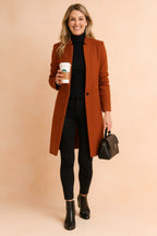 Dominique | Women's Minimalist Fitted Coat, Lightweight Everyday Coat | The Dress Cellar