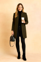 Dominique | Women's Minimalist Fitted Coat, Lightweight Everyday Coat | The Dress Cellar