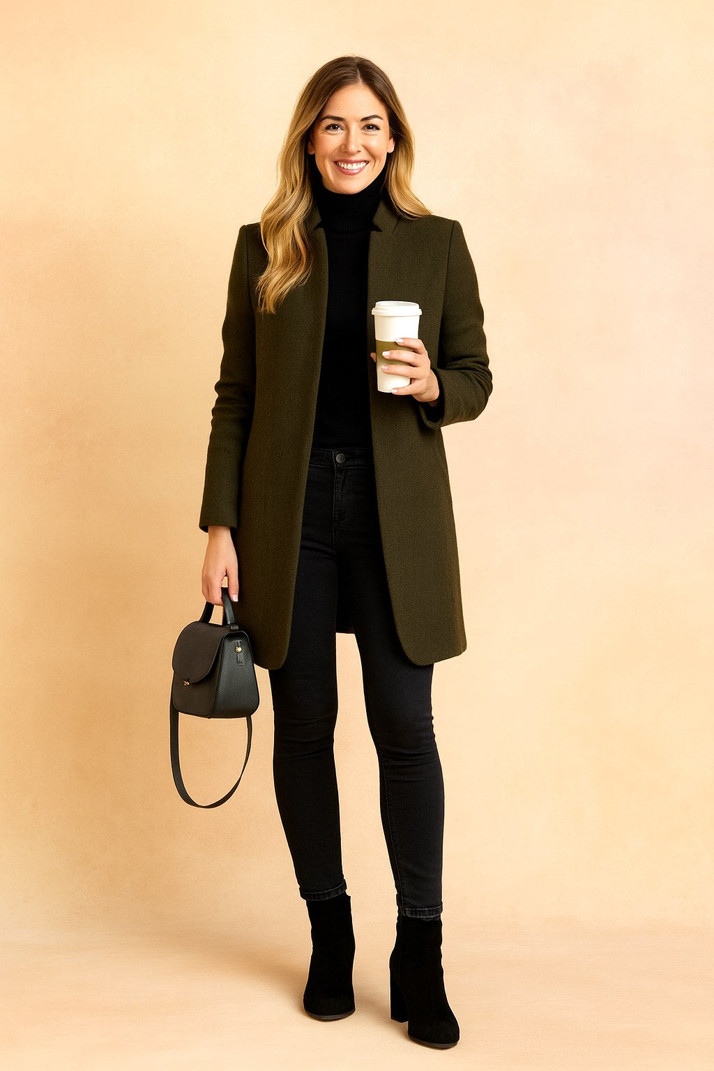 Dominique | Women's Minimalist Fitted Coat, Lightweight Everyday Coat | The Dress Cellar