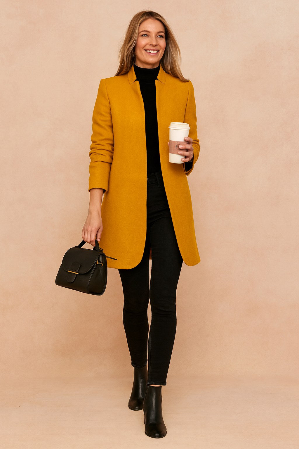 Dominique | Women's Minimalist Fitted Coat, Lightweight Everyday Coat | The Dress Cellar