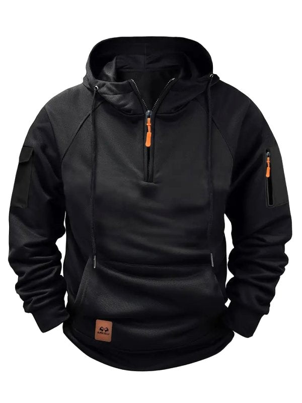 Dylan | Men's Half-Zip Hooded Pullover, Kangaroo Pocket Hoodie | The Dress Cellar | Navy