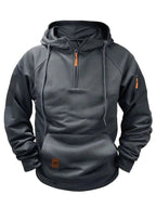 Dylan | Men's Half-Zip Hooded Pullover, Kangaroo Pocket Hoodie | The Dress Cellar | Red