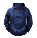 Dylan | Men's Half-Zip Hooded Pullover, Kangaroo Pocket Hoodie | The Dress Cellar | Blue