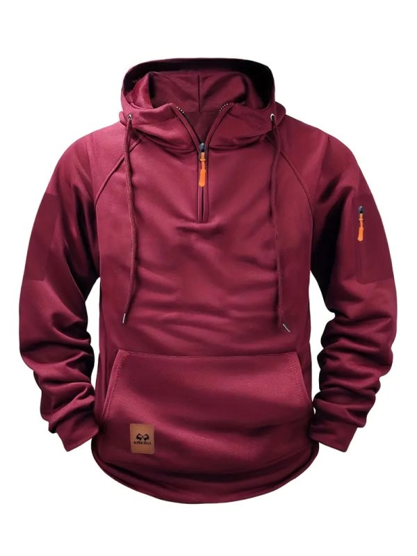 Dylan | Men's Half-Zip Hooded Pullover, Kangaroo Pocket Hoodie | The Dress Cellar