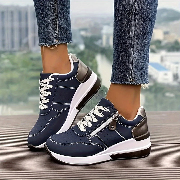 Edith | Women's Orthopaedic Trainers, Comfortable Slip-On Shoes | The Dress Cellar | Blue