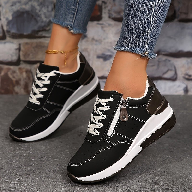 Edith | Women's Orthopaedic Trainers, Comfortable Slip-On Shoes | The Dress Cellar | Black