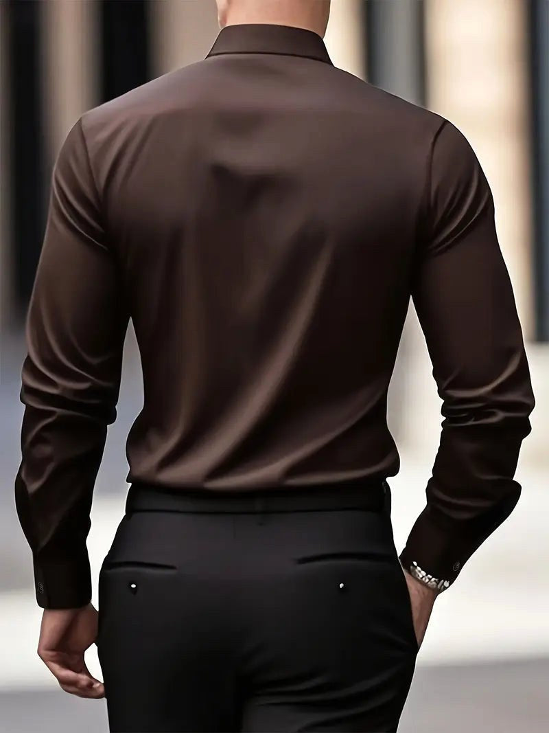 Edward | Men's Long-Sleeved Breathable Shirt, Slim-Fit Smart Shirt | The Dress Cellar