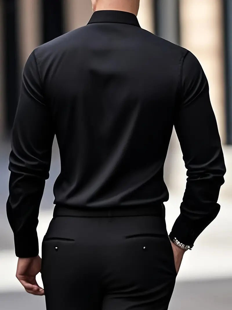 Edward | Men's Long-Sleeved Breathable Shirt, Slim-Fit Smart Shirt | The Dress Cellar