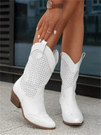 Eleanor | Women's Leather Cowboy Boots, Block Heel Ankle Boots | The Dress Cellar