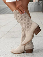 Eleanor | Women's Leather Cowboy Boots, Block Heel Ankle Boots | The Dress Cellar