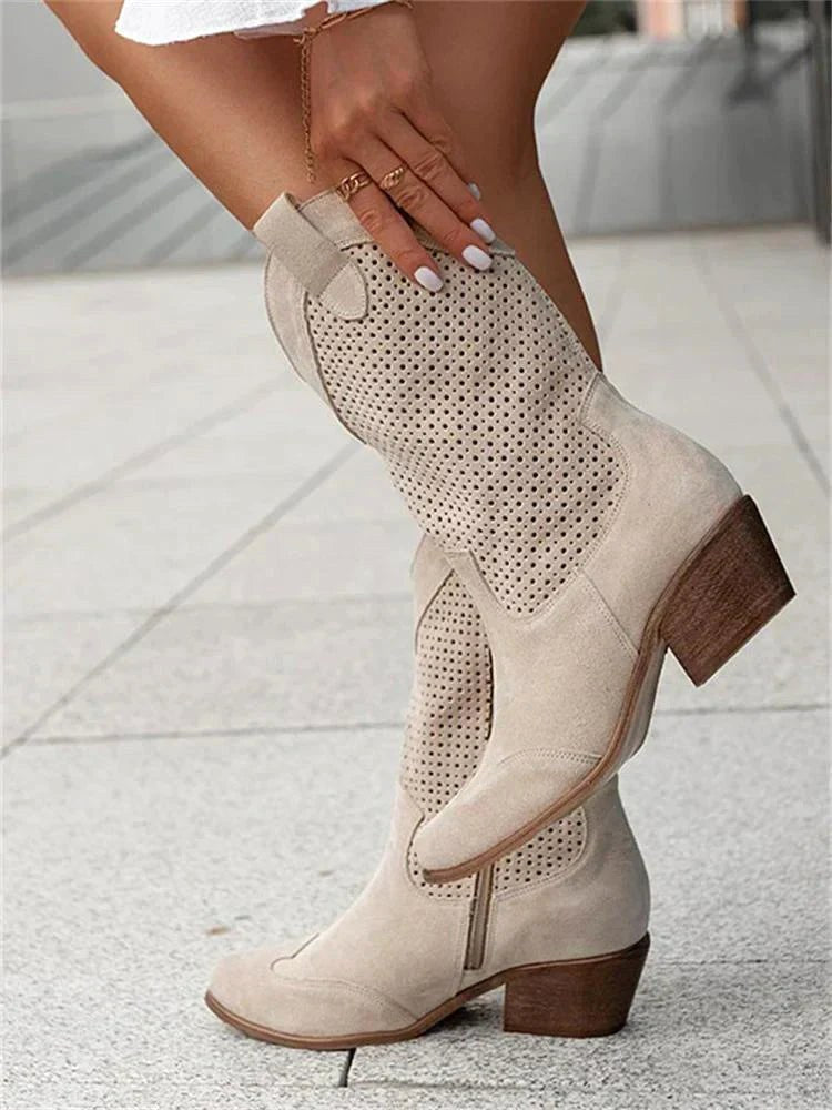 Eleanor | Women's Leather Cowboy Boots, Block Heel Ankle Boots | The Dress Cellar
