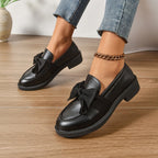 Kayla | Women's Slip-On Shoes with Round Toe and Knot Detail, Platform Slip-On Shoes | The Dress Cellar