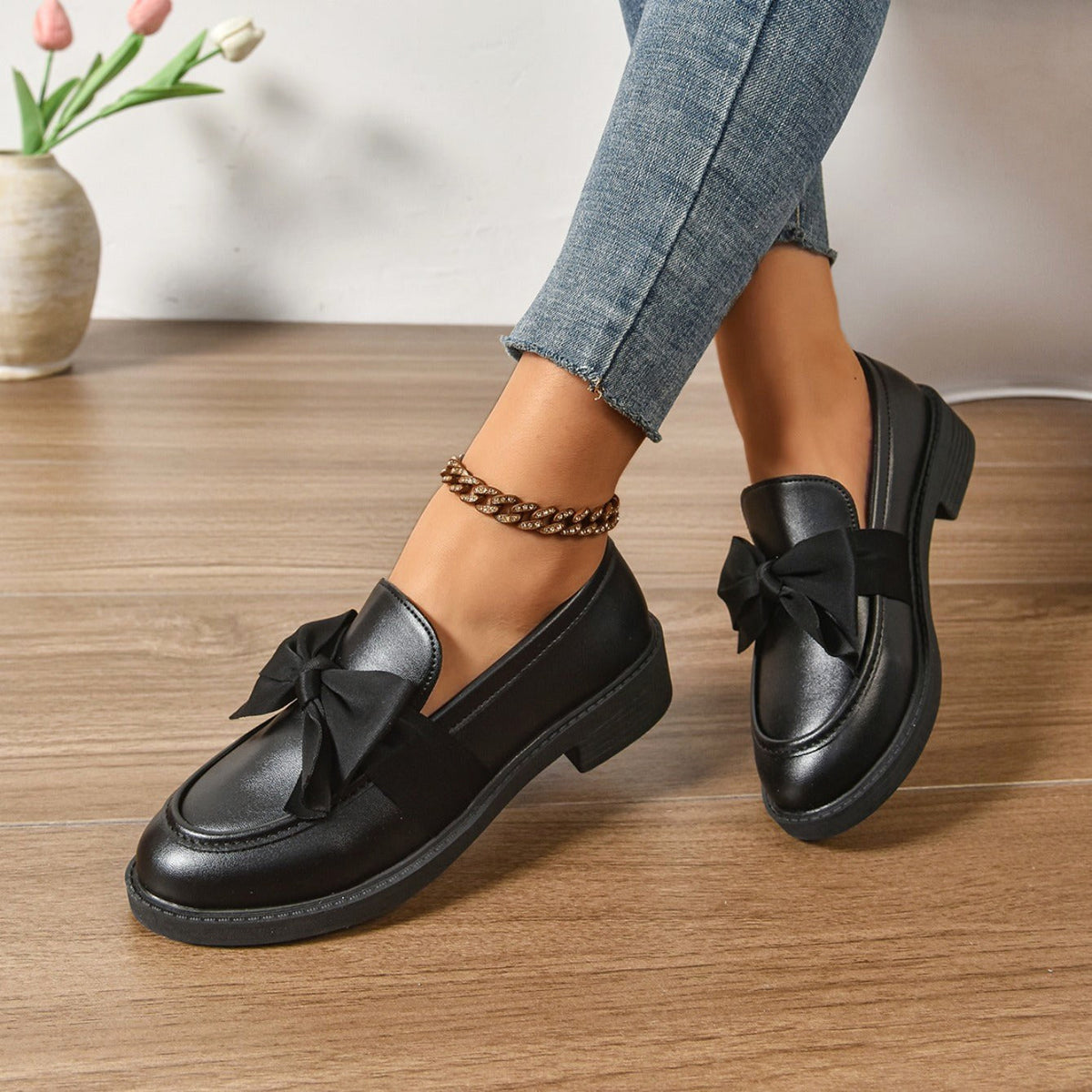 Kayla | Women's Slip-On Shoes with Round Toe and Knot Detail, Platform Slip-On Shoes | The Dress Cellar
