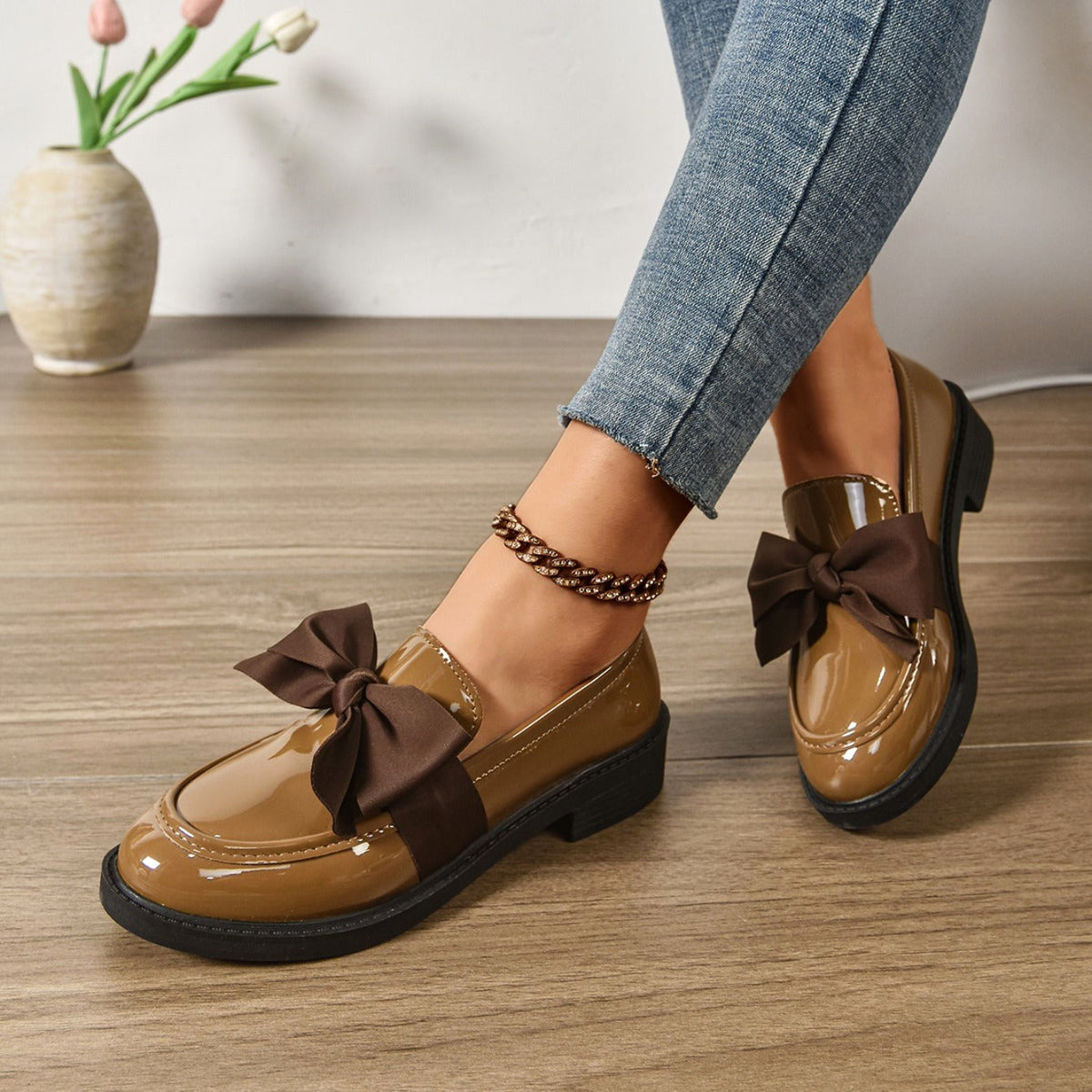 Kayla | Women's Slip-On Shoes with Round Toe and Knot Detail, Platform Slip-On Shoes | The Dress Cellar
