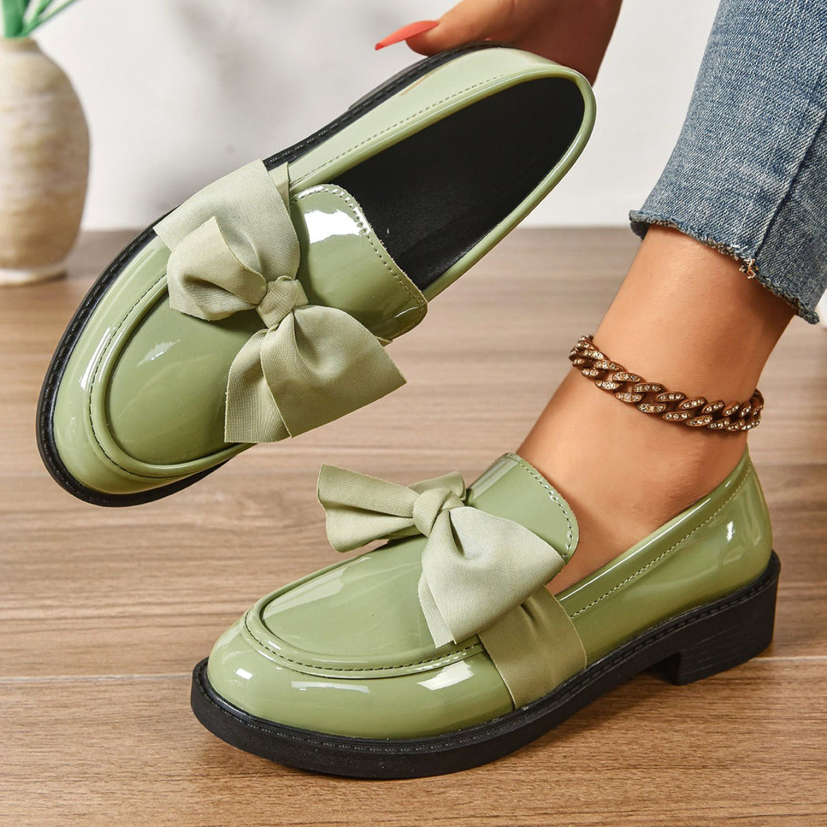 Kayla | Women's Slip-On Shoes with Round Toe and Knot Detail, Platform Slip-On Shoes | The Dress Cellar