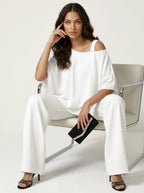 Elena | Women's Chiffon Two-Piece Set - Wit