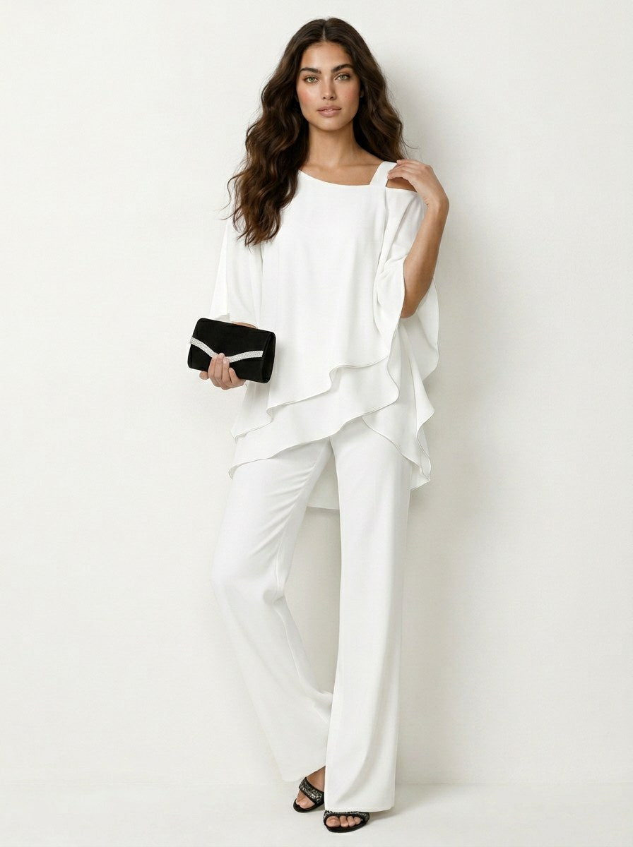 Elena | Women's Chiffon Two-Piece Set - Rood