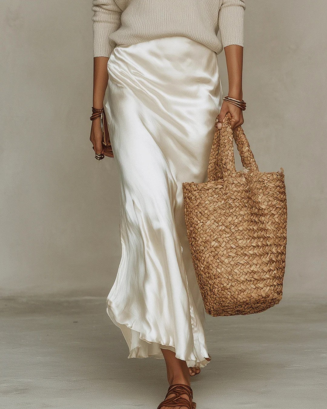Elena | Women's Satin Midi Dress with Cardigan - image 10