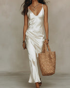 Elena | Women's Satin Midi Dress with Cardigan - image 8