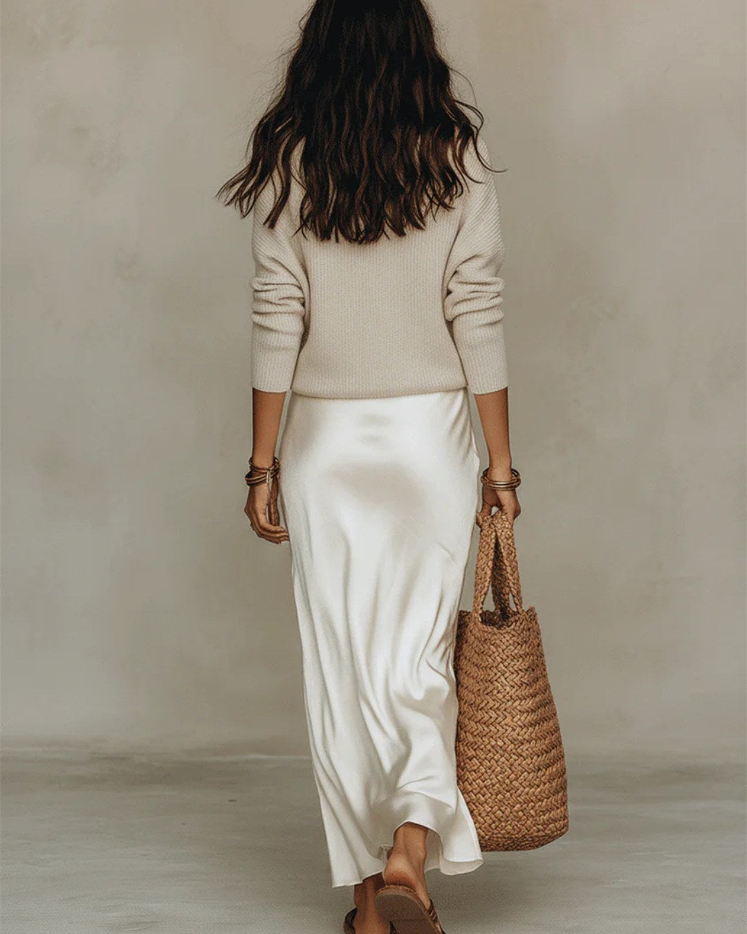 Elena | Women's Satin Midi Dress with Cardigan - image 9