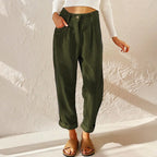 Eliane | Women's High-Waist Wide-Leg Corduroy Trousers, Pleated Front Trousers | The Dress Cellar