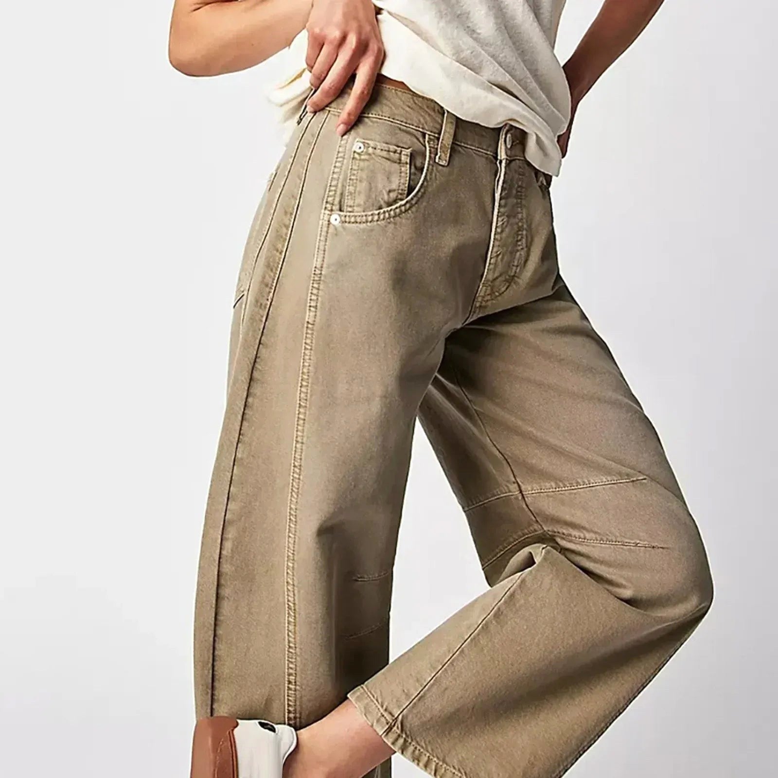 Elina | Women's Baggy High-Rise Jeans - Wit