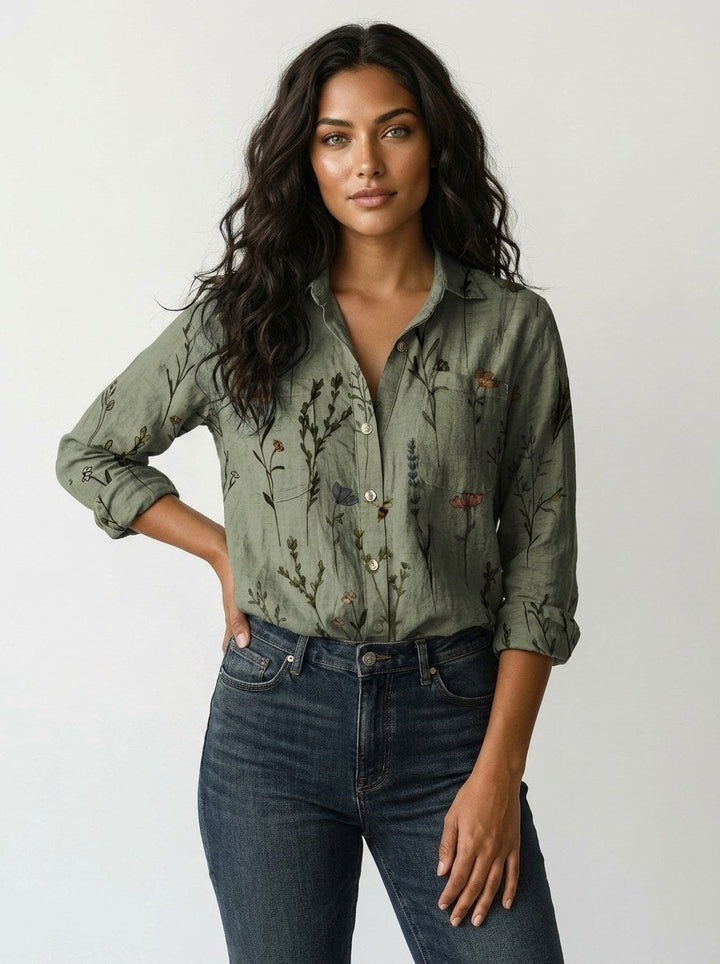 Elina | Women's Botanical Button-Down Blouse - image 7