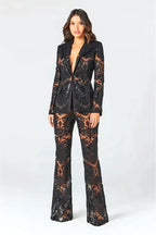 Elina | Women's Sequin Blazer Two-Piece Set - Black