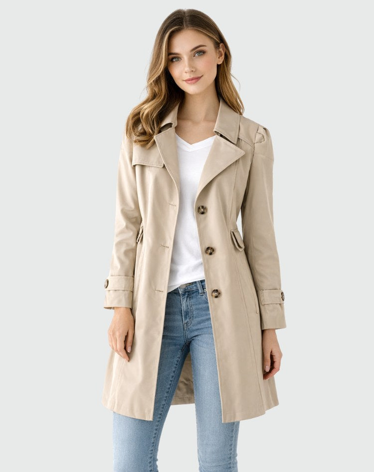 Daisy | Women's Slim Fit Trench Coat, Classic Button-Front Fall Coat | The Dress Cellar