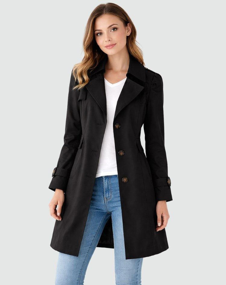 Daisy | Women's Slim Fit Trench Coat, Classic Button-Front Fall Coat | The Dress Cellar