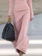 Alexis | Women's Maxi Dress with Long Sleeves and Zip Collar, Fitted Maxi Dress | The Dress Cellar