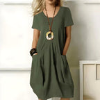 Eliza | Women's Short Sleeve Pocket Dress - Green