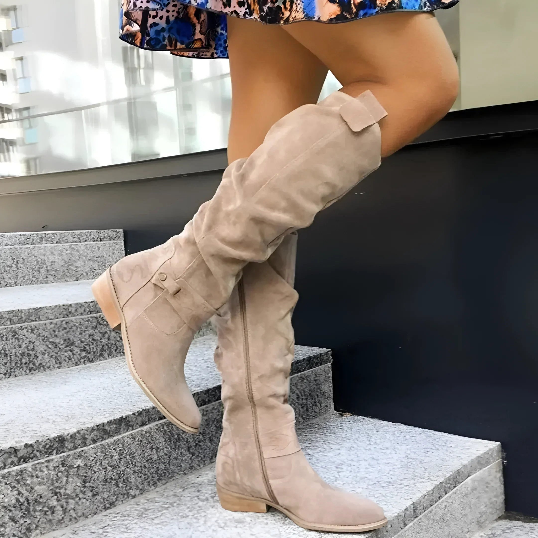 Eliza | Women's Suede-Effect Ankle Boots, Premium Autumn Boots | The Dress Cellar | Beige