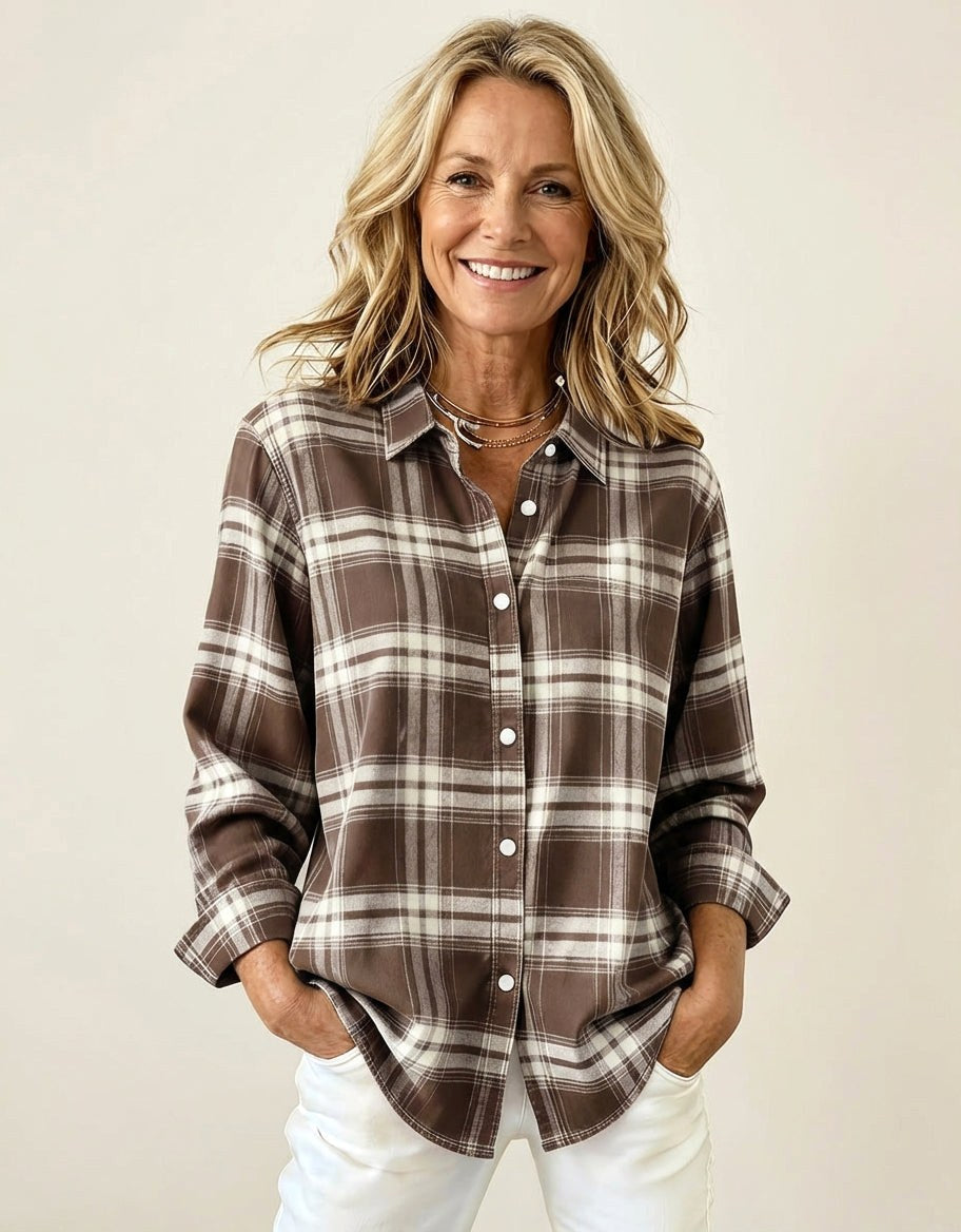 Ella | Women's Plaid Flannel Shirt, Regular-Fit Cotton Shirt | The Dress Cellar