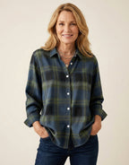 Ella | Women's Plaid Flannel Shirt, Regular-Fit Cotton Shirt | The Dress Cellar