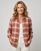 Ella | Women's Plaid Flannel Shirt, Regular-Fit Cotton Shirt | The Dress Cellar