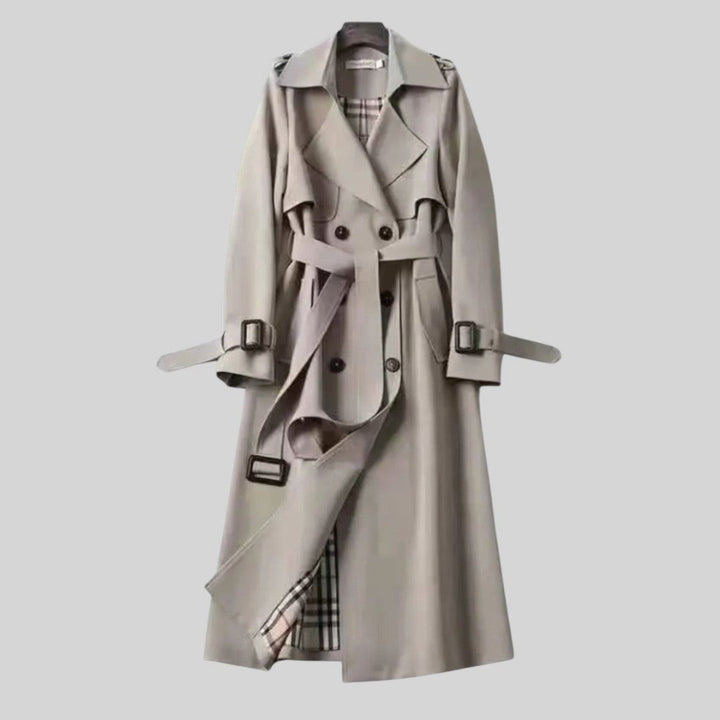 Eloise | Women's Belted Double-Breasted Trench Coat, Longline Winter Coat | The Dress Cellar | Gray
