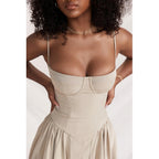Sandra | Women's Corset Midi Dress with Adjustable Straps, Flattering Waist Midi Dress | The Dress Cellar